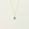 18K YELLOW GOLD ROUND EVIL EYE NECKLACE