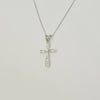 3d rounded diamond cross necklace