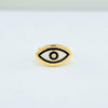 18K Gold Black Evil Eye S5.5 Ring 5.2g