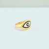 18K Gold Black Evil Eye S5.5 Ring 5.2g