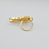 18K Gold Triple Blue Line S8.75 Ring 6.4g