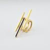 18K Gold Triple Navy Line S6 Ring 7.4g