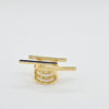 18K Gold Triple Navy Line S6 Ring 7.4g