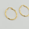 18K Gold Matt Swirl Large Hoop  Earrings 1.61g