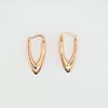 18K Gold Rose Gold V Hoop Earrings 3.2g