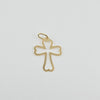 18K Gold Heart Edged Cross Pendent 1.1g