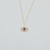 18K Gold Rose Evil Eye Necklace 1.5g