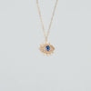18K Gold Rose Evil Eye Necklace 1.5g