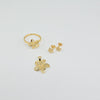 18K Gold Leaf & Floral Set 3.6g