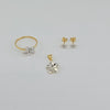 18K Gold 2 Tone Flower Set 2.5g