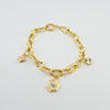 18K Gold Evil eye Charm 9mm  Bracelet 12.4g