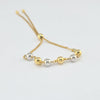 18k Two Tone 6beads Bracelet 3.3g
