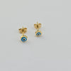 18K Gold Evil Eye Stud Earrings 0.90g