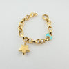 18k Star Charm Cable Chain 10mm Bracelet 20.5g