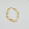 18k 3Toned Oval Link 11mm Bracelet 4.2g