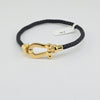 18k Black Leather 4mm Bracelet 9.4g