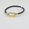 18k Black Leather 4mm Bracelet 9.4g