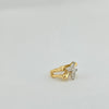 18k 2Toned Butterfly & Bamboo S7.25 Ring 3.8g
