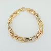 18k 3Toned Oval Link 8mm Bracelet 14.3g