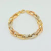 18k 3Toned Oval Link 8mm Bracelet 14.3g