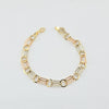 18k 3Toned Paperclip & Circle Bracelet 3.1g