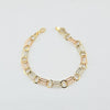 18k 3Toned Paperclip & Circle Bracelet 3.1g