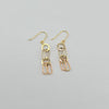 18k 3Toned Paperclip & Circle Dangling Earrings 1.1g