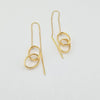 18k Double Oval Hoop Dangling Earrings 4.4g