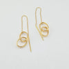 18k Double Oval Hoop Dangling Earrings 4.4g