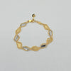 18K 2Toned Beaded & Bar 7mm Links Bracelet 6.2g