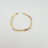 18k 3Toned Cable & Paperclip Bracelet 4.4g