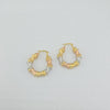 18k 3Toned Bamboo Hoop Earrings 5.1g