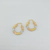 18k 3Toned Bamboo Hoop Earrings 5.1g