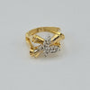 18K 2Toned Butterfly & Bamboo S7.25 Ring 4.2g