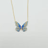 18k Abstract Blue Butterfly Necklace 6.4g