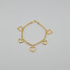 18k Hollow Heart Charm Bracelet 5.3g