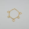 18k Hollow Heart Charm Bracelet 5.3g