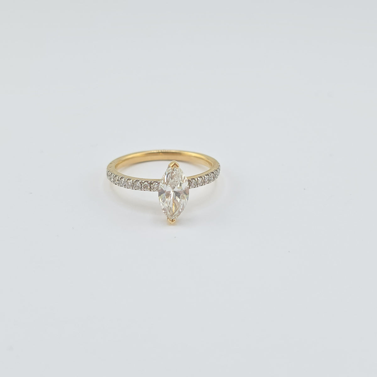 LD CD 1ct D 1.28ct Marquise Cut Gold Ring – Azadi Jewellery