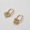 18k Crystal Encrusted Square Earrings 7.6g