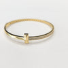 18k Golden Cross S17 Bangle w/ Crystals 8.9g