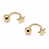 18k Gold Ball and Star Earring 1.3g