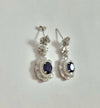 DANGLE DIAMOND EARRINGS WITH BLUE CRYSTALS