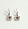 DOUBLE HALO SQUARE RUBY EARRINGS