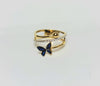 10K CRYSTAL BUTTERFLY RING