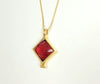SQUARE NECKLACE WITH RED CRYSTAL