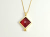 SQUARE NECKLACE WITH RED CRYSTAL