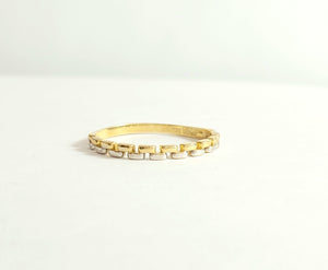 TWO TONE 10K YELLOW AND WHITE GOLD STACKABLE RING Rings Azadi Jewellery